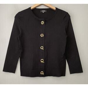 Premise Black Cardigan Size XS Gold Toggle Office Siren Dark Chic Preppy Classic